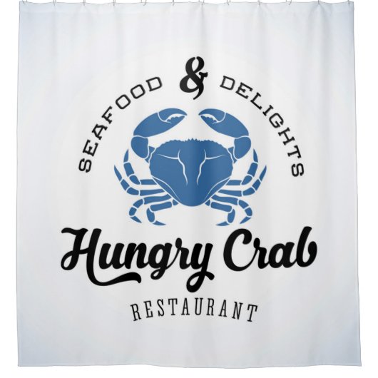 Rideaux De Douche Affiche affamée de restaurant de crabe (Devant)