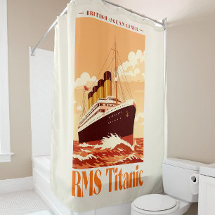 Rideaux De Douche Affiche ancienne du RMS Titanic. Art rétro de paqu