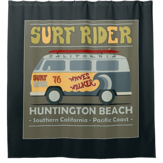 Rideaux De Douche Affiche de Huntington Beach de cavalier de surf (Devant)