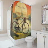 Rideaux De Douche Affiche de voyage à vélo, Paris personnalisable (En situation)