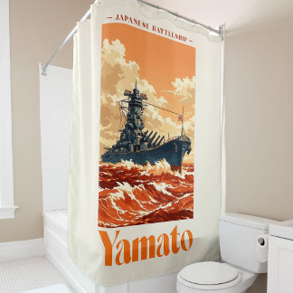 Rideaux De Douche Affiche maritime vintage du cuirassé japonais Yama