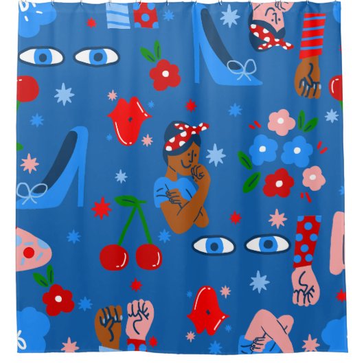 Rideaux De Douche african black rosie the riveter rockabilly whimsy (Devant)