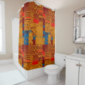 Rideaux De Douche Afrocentric Geometric Print Shower Curtain  (En situation)