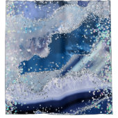 Rideaux De Douche *~* Agate bleu Holo PARTIES SCINTILLANT Océan céle (Devant)