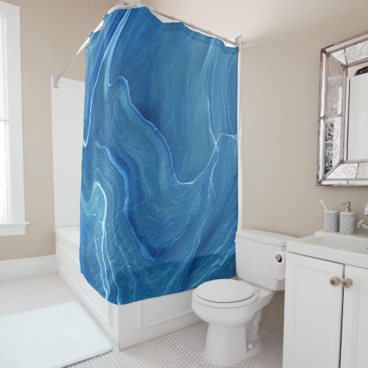 Rideaux De Douche Agate de marbre bleu Résumé (En situation)