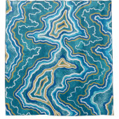 Rideaux De Douche Agate graphique en or bleu (Devant)