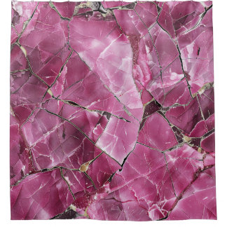Rideaux De Douche Agate Rose Magenta Moderne Or Pierre Fracturée Dor