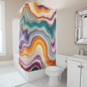 Rideaux De Douche Agate violet, Turquoise et or (En situation)