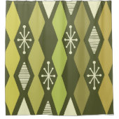 Rideaux De Douche Âge atomique Colonnes MCM Vert olive (Devant)