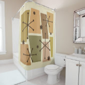 Rideaux De Douche Age atomique Pop Art Brown (En situation)
