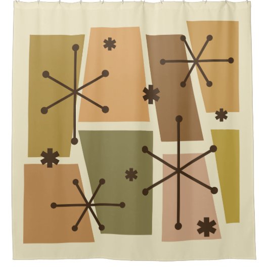 Rideaux De Douche Age atomique Pop Art Brown (Devant)