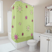 Rideaux De Douche Age atomique Starburst Planètes Lime Green (En situation)