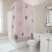 Rideaux De Douche Âge atomique Starburst Planètes Rose rose (En situation)