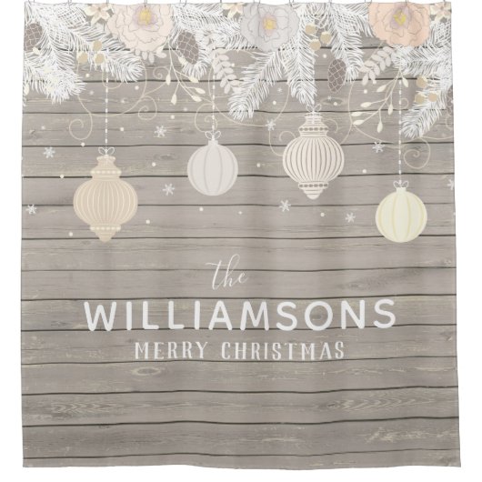 Rideaux De Douche Agriculture Christmas Wood Pine Nom de famille (Devant)