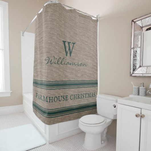 Rideaux De Douche Agritourisme rustique Ticking Burlap Douche (En situation)