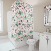 Rideaux De Douche Agritourisme scandinave Motif rose (En situation)