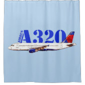 Rideaux De Douche Airbus a320 Aéronefs Dessin d'aquarelle (Devant)