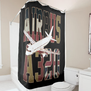 Rideaux De Douche Airbus a320 Jetliner. Drapeaux européens vintages