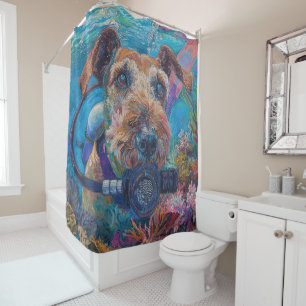 Rideaux De Douche Airedale Chien Plongée sous-marine plongée