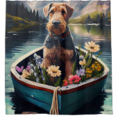 Rideaux De Douche Airedale Dog on a Paddle : Une aventure Pittoresqu (Devant)