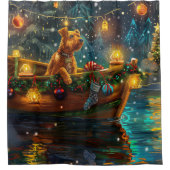 Rideaux De Douche Airedale Noël Festival Voyage (Devant)