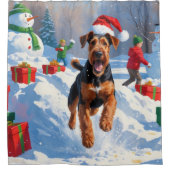 Rideaux De Douche Airedale Noël Festive Scène de neige (Devant)