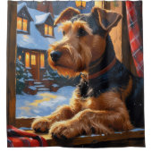 Rideaux De Douche Airedale Terrier With Christmas Lights Holiday  (Devant)