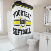 Rideaux De Douche AJOUT PERSONNALISÉ NOM Softball Player Varsity Tea (En situation)