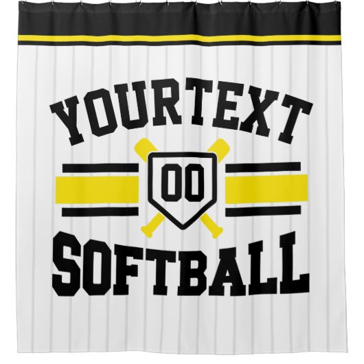 Rideaux De Douche AJOUT PERSONNALISÉ NOM Softball Player Varsity Tea (Devant)