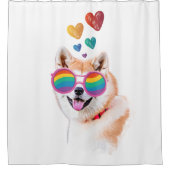 Rideaux De Douche Akita Chien avec Coeurs Saint Valentin (Devant)