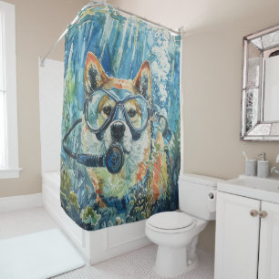 Rideaux De Douche Akita Chien Plongée sous-marine