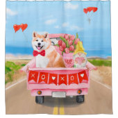 Rideaux De Douche Akita Chien Saint Valentin Coeurs de Camion (Devant)