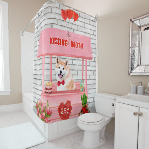 Rideaux De Douche Akita Chien Valentine's Day Kissing Booth