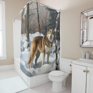 Rideaux De Douche Akita Qu'il neige Noël