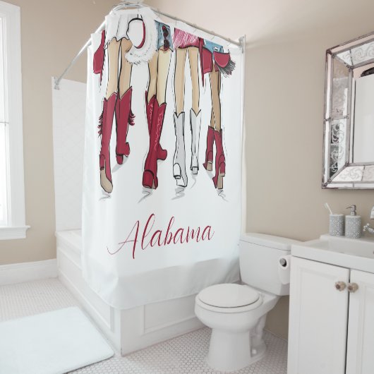 Rideaux De Douche Alabama Dames Mode Cowboy Boot Rouge Blanc (En situation)