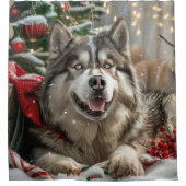 Rideaux De Douche Alaskan Malamute Chien Fête de Noël (Devant)