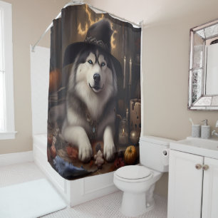 Rideaux De Douche Alaskan Malamute Citrouilles Halloween effrayant