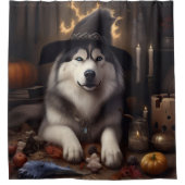 Rideaux De Douche Alaskan Malamute Citrouilles Halloween effrayant (Devant)
