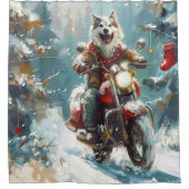 Rideaux De Douche Alaskan Malamute Dog équitation moto Noël (Devant)