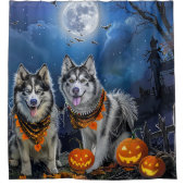 Rideaux De Douche Alaskan Malamute Halloween Éffrayant (Devant)