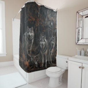 Rideaux De Douche Alaskan Malamute Halloween Night Doggy Délice