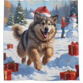 Rideaux De Douche Alaskan Malamute Noël Festive Scène de neige (Devant)