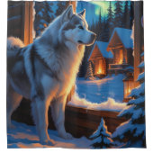 Rideaux De Douche Alaskan Malamute With Christmas Lights Holiday  (Devant)