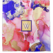 Rideaux De Douche Alcool Abstrait Art Purple Or Monogramme (Devant)
