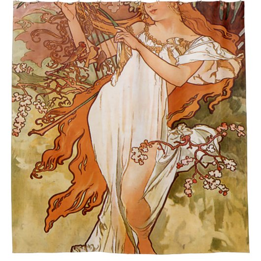 Rideaux De Douche Alfons Mucha - 1896 - Printemps (Devant)