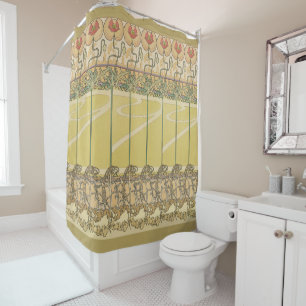 Rideaux De Douche Alfonse Mucha Coquelicots Papier Peint Floral Art