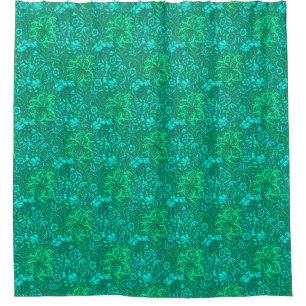Rideaux De Douche Algue de Nouveau d'art florale, turquoise et Aqua