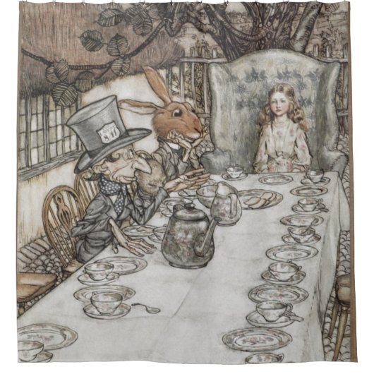 Rideaux De Douche Alice au Tea Party de Mad Hatter (Devant)