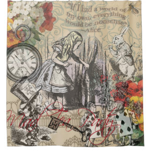 Rideaux De Douche alice nonsense wonderland curtain
