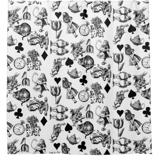 Rideaux De Douche Alice White Rabbit Wonderland Cheshire Cat (Devant)